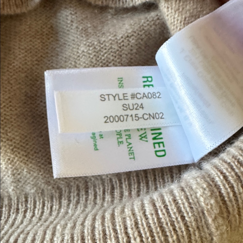 J Crew Cashmere Shrunken T-Shirt Short Sleeve Sweater CA082 Heather Linen Tan M - Picture 11 of 12